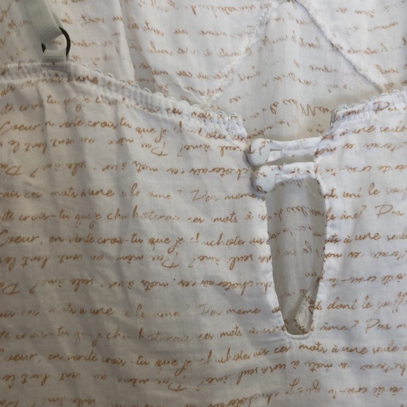 Anthropologie Eloise Printed Nightgown Chemise w/ Mesh Trim & French Lettering S - Picture 10 of 10